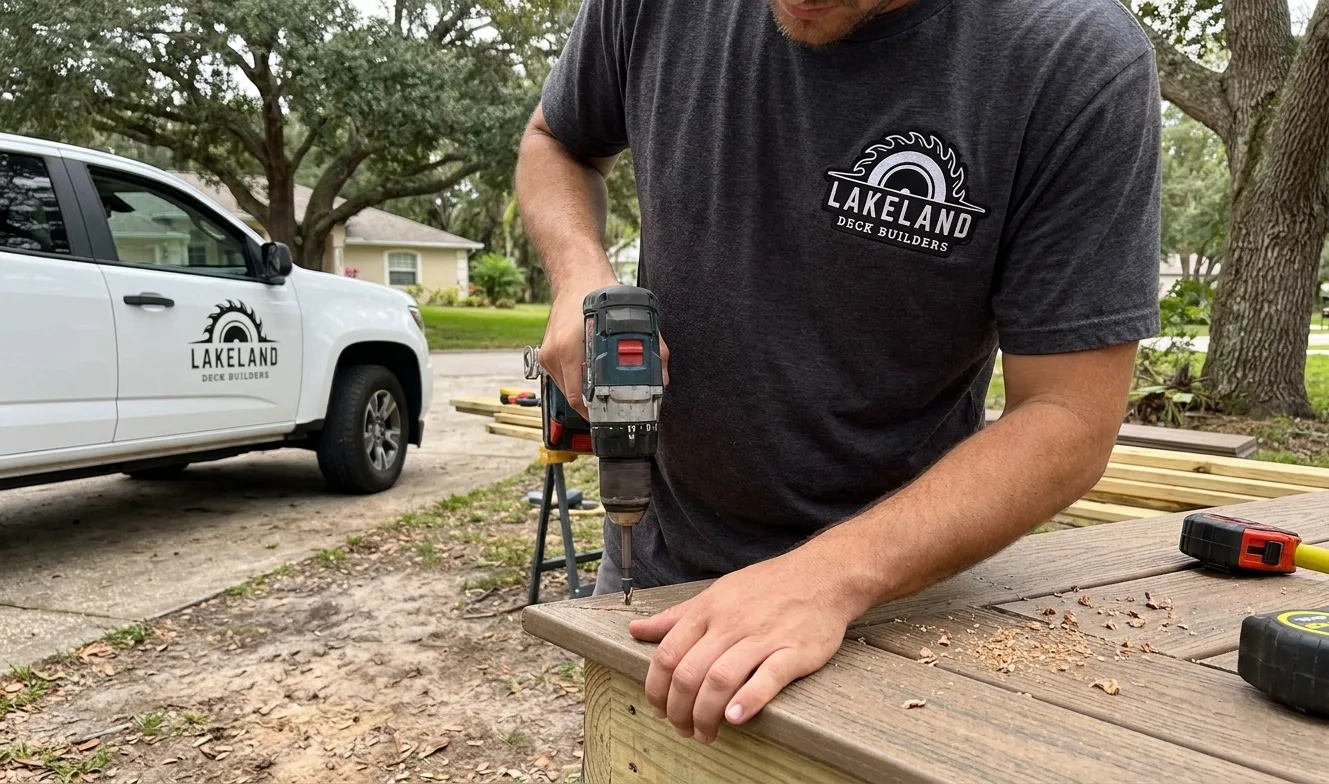 Lakeland Deck Builders branded truck