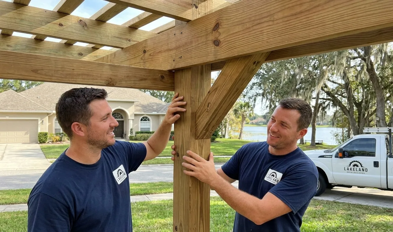 Covered pergola shade structure built by Lakeland Deck Builders